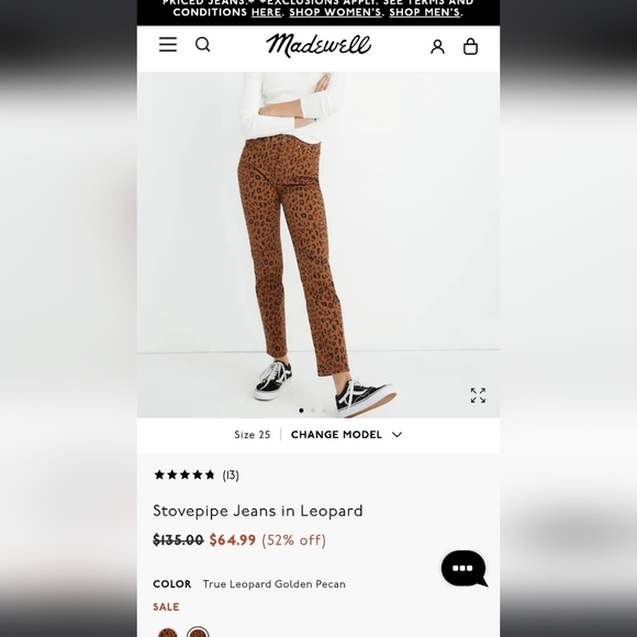 Madewell Stovepipe Jeans In Golden Pecan Leopard Print - Picture 5 of 14